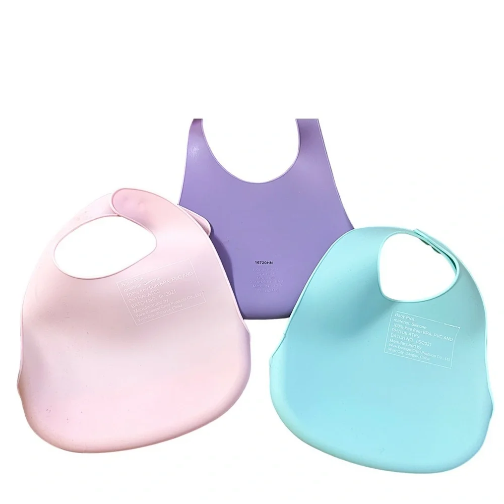 Silicone Baby Bibs –‎ Set of 3 – Adjustable, Soft, Easy-Clean